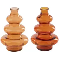 J-Line vaas - glas - donkeroranje/lichtoranje - set van 2