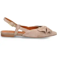 Manfield - Dames - Taupe suède slingbacks met strik - Maat 38
