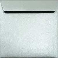 Netuno Metallic (parelmoer) zilveren enveloppen vierkant K4-156 - 156 x 156 mm - 25 stuks - NK natgelijmde - 120 gram - Majestic -