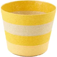 J-Line bloempot Gestreept - papier - geel/naturel - extra large