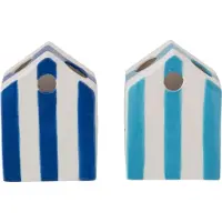 J-Line vaas Beach House Gestreept - porselein - mix - set van 2