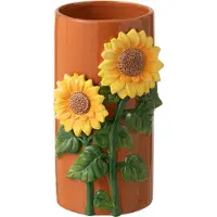 J-Line vaas Zonnebloem - keramiek - geel/bruin - large