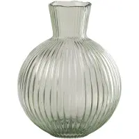 J-Line vaas Bal Geribbeld - glas - transparant/groen - small