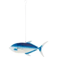 J-Line decoratie Vis Lang Hangend - metaal - blauw/wit
