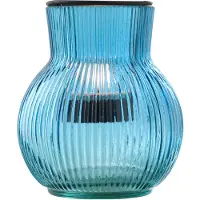 J-Line theelichthouder - glas - blauw/zwart - small - 2 stuks