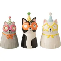 J-Line vaas Kat Bril - keramiek - mix - small - doos van 3