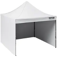 Vevor Pavilion 304,8x304,8x320cm Tuintent 500D PU Zilveren Stof Opvouwbare Paviljoen Hoogte Verstelbaar Inclusief Opbergtas Partytent 6-8 Personen Pop-up Tent Witte Tuinpaviljoen voor Kampeertrips