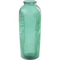 J-Line vaas Gestreept - glas - smaragdgroen