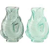 J-Line vaas Vis - glas - blauw/turkoois - set van 3