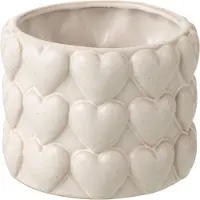 J-Line bloempot Harten - keramiek - ecru - small - 2 stuks
