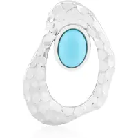Cavill - Zilveren Hanger - 925 Sterling Zilver Geplatineerd - Sleeping Beauty Turkoois Ovaal Cabochon 0,38 ct - Modern Handgemaakt Sieraad