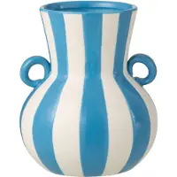J-Line vaas Gestreept - keramiek - blauw/wit