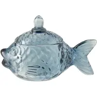 J-Line voorraadpot Vis - glas - blauw