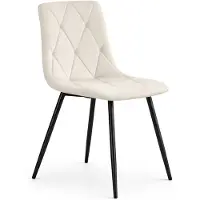 Akord Eetkamerstoel MILO / Gestoffeerde Stoelen / Fluwelen Stoelen en Metalen Poten / Beige met zwarte benen