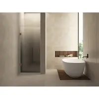 Wiesbaden Nisdeur Links Less 90x200 cm 8 mm Nano Spiegelrook- Naar Helder Glas Geborsteld Brons Koper