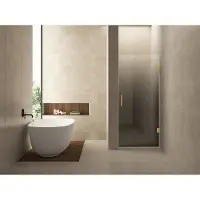 Wiesbaden Nisdeur rechts less 90x200 cm 8 mm nano spiegelrook- naar helder glas geborsteld messing