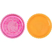 J-Line bord - glas - oranje/roze - set van 2