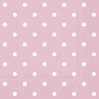 IHR 20x Polka Dot 3-laags servetten licht roze met witte stippen 33 x 33 cm