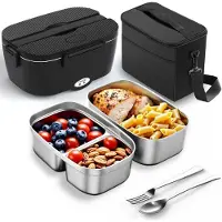 Ama Elektrische Lunchbox - Verwarmde Lunchbox - Lunchbox - Lekvrije Roestvrijstalen Binnenbak - 3 x 1.5 L
