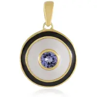 Cavill - Zilveren hanger 925 Sterling Verguld - Ronde Tanzaniet 0 414 ct Paars - Elegante Moderne Luxe Sieraad 28x19 mm