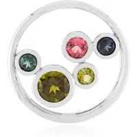 Cavill - Zilveren Hanger 925 Sterling Met 0,451 ct Braziliaanse Groene Toermalijn - 0,869 ct Totaal Multi Kleuren Rond Sieraad Modern