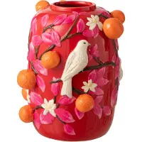 J-Line vaas Vogel Sinaasappels - keramiek - roze/oranje - large
