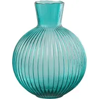 J-Line vaas Bal Geribbeld - glas - turkoois - large