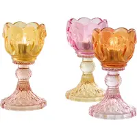 J-Line kandelaar - glas - mix - set van 3