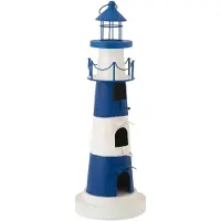 J-Line vogelhuisje Vuurtoren - ijzer - blauw/wit