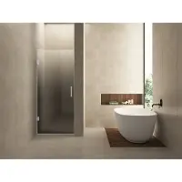Wiesbaden Nisdeur Links Less 90x200 cm 8 mm Nano Spiegelrook- Naar Helder Glas Geborsteld Staal