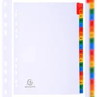 Exacompta 10x Tabbladen karton 160g - versterkte gekleurde tabs + inbdexblad - 20 tabs - A tot Z - A4 - Wit - 1111E