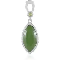 Cavill - Zilveren Hanger - 925 Sterling Zilver Geplatineerd - 4,639 ct Marquise Canadese Jade & 0,053 ct Peridot - Elegant Groen Dames Sieraad