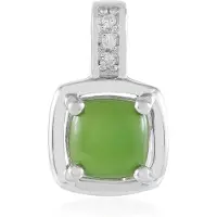 Cavill - Zilveren Hanger - 925 Sterling Zilver Geplatineerd - Canadese Jade 0,88ct - 3 Tanzanian Zirkonen - Modern Elegant 14x9 mm