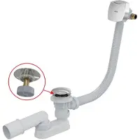 Alcadrain - Badafvoer- en overloopset met vulling, lengte 800 mm, Click-Clack, chroom A508CKM-80