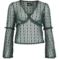 Hell Bunny - Rockabilly Shirt met lange mouwen - Rhianne Top - XS tot 3XL - voor Vrouwen - groen - Maat S