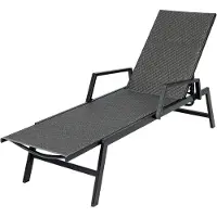 KOMFOTTEU Tuinligstoel van rotan, ligstoel voor buiten, ligstoel met rugleuning in 5 standen verstelbaar, frame van robuust metaal, voor strand, balkon, zwembad