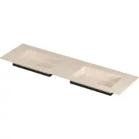 Ink post wastafel keramische slab envelop bak dubbel zonder kraangaten 160x45x1 travertin matt