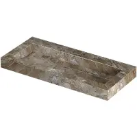 Ink Pitch Wastafel keramische slab centraal met drain en front en side skirts zonder kraangat 100x45x9 Earth glossy