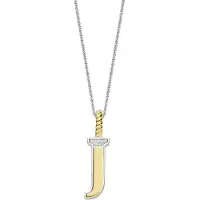 Ti sento Dames Hanger - 925 zilver - Letter J - Zirkonia met geel verguld - 6840ZY_J