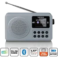 Lenco PDR-034GY - Draagbare DAB+/FM radio met Bluetooth en oplaadbare batterij - Grijs