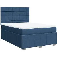 vidaXL Boxspring met matras stof blauw 160x200 cm