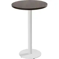 Oviala - Tafel hoog rond 60 cm witte poot en donker houten bekleding - Rivoli