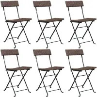 Syfax Opklapbare stoelen, 6 stuks, bruin, van polyrotan en staal.