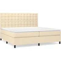 vidaXL Boxspring met matras stof crèmekleurig 200x200 cm