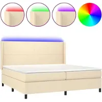 vidaXL Boxspring met matras en LED stof crèmekleurig 200x200 cm
