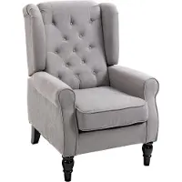 HOMCOM Oorfauteuil met tufting grijs 76 x 86 x 108cm