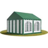 TOOLPORT Partytent 4x4 m, PVC 750, met Grondframe, groen wit