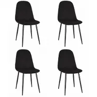 Leobert Set van 4 eetkamerstoelen COMO - Zwart Fluweel – Zwarte Metalen Poten