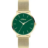 s.Oliver Analoog horloge 'Modern Basics' goud / groen