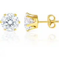LGT JWLS LGT Jewels Stud oorbellen Edelstaal Goudkleurig Ronde Zirkonia Transparant-8mm